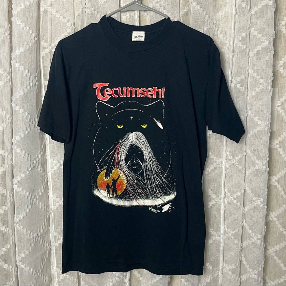 Jim Yellowhawk USA Tecumseh Native American animal print shirt M Medium